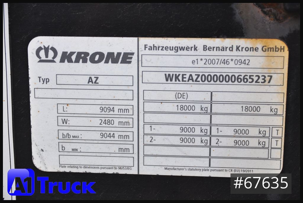 Container/ Wechselfahrgestell Anhänger KRONE AZ 18, Standard BDF, 1 Vorbesitzer, BPW