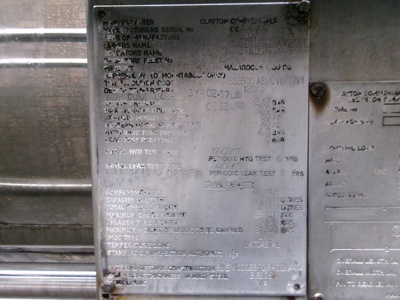 Tankauflieger Für die Beförderung von Chemikalien Clayton Chemical tank inox 37.5 m3 / 1 comp: das Bild 29
