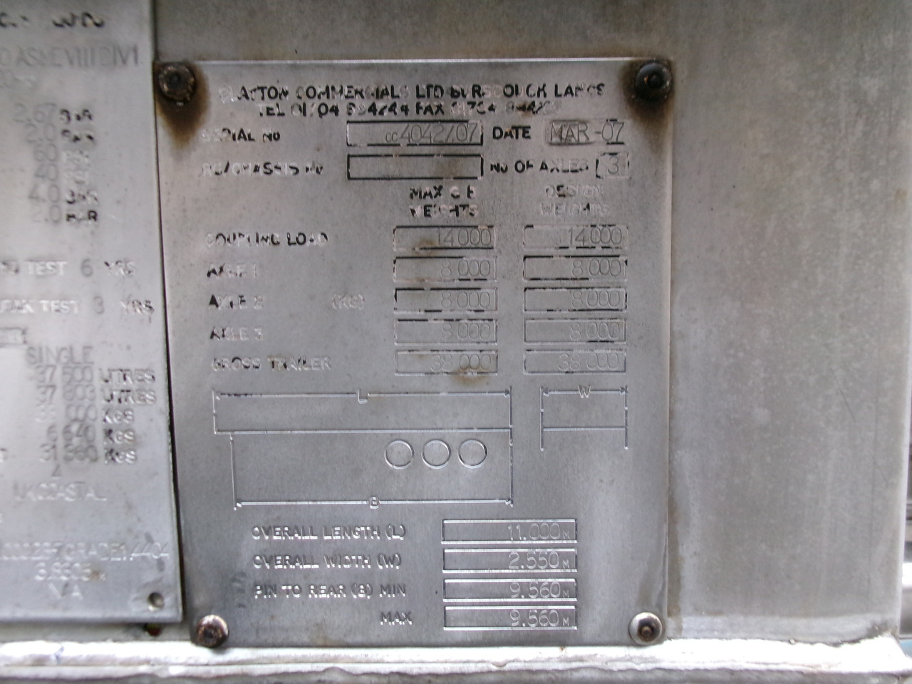 Tankauflieger Für die Beförderung von Chemikalien Clayton Chemical tank inox 37.5 m3 / 1 comp: das Bild 30