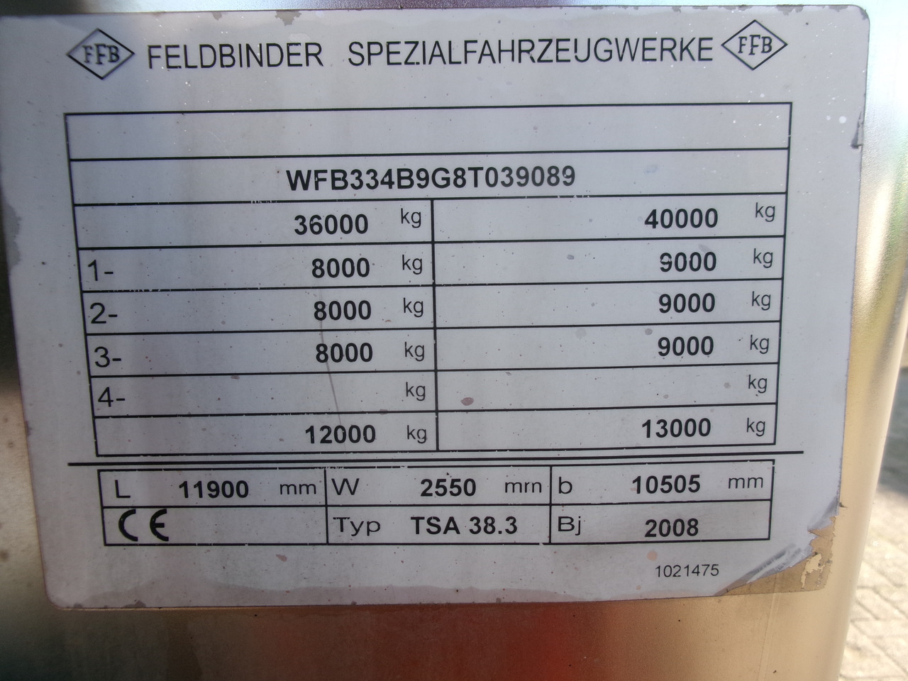 Tankauflieger Für die Beförderung von Chemikalien Feldbinder Chemical tank inox 37.5 m3 / 1 comp: das Bild 31