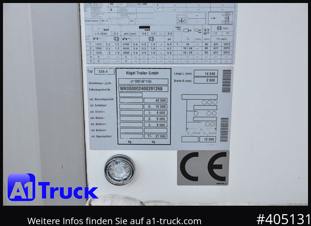 Kühlkoffer Auflieger KOEGEL ThermoKing A400, Doppelstock, Blumenbreit