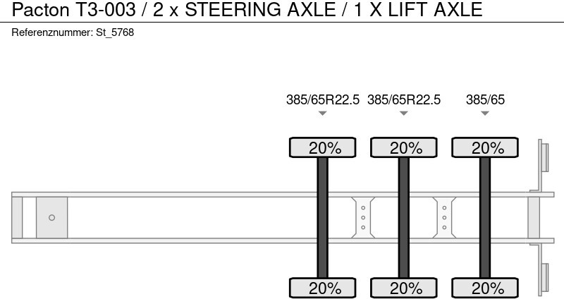 Pritschenauflieger/ Plattformauflieger Pacton T3-003 / 2 x STEERING AXLE / 1 X LIFT AXLE: das Bild 16