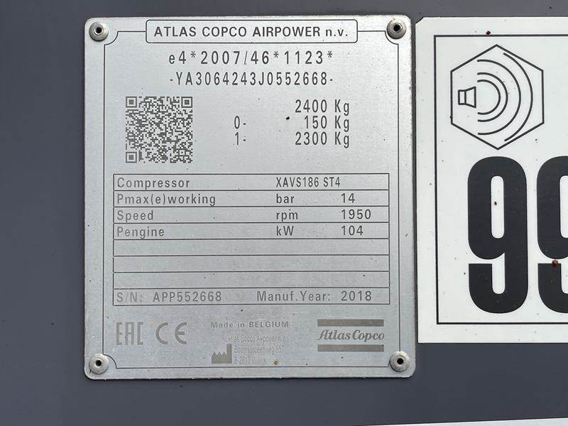 Luftkompressor Atlas-Copco XAVS 186 JD - N WHEELS W.B. NEW: das Bild 4
