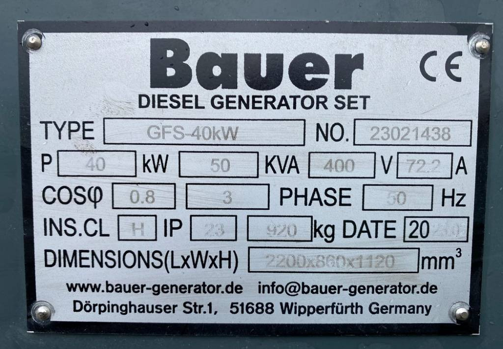 Leasing Angebot für Bauer GFS-40KW ATS 50KVA Diesel 400/230V Generator NEW  Bauer GFS-40KW ATS 50KVA Diesel 400/230V Generator NEW: das Bild 10