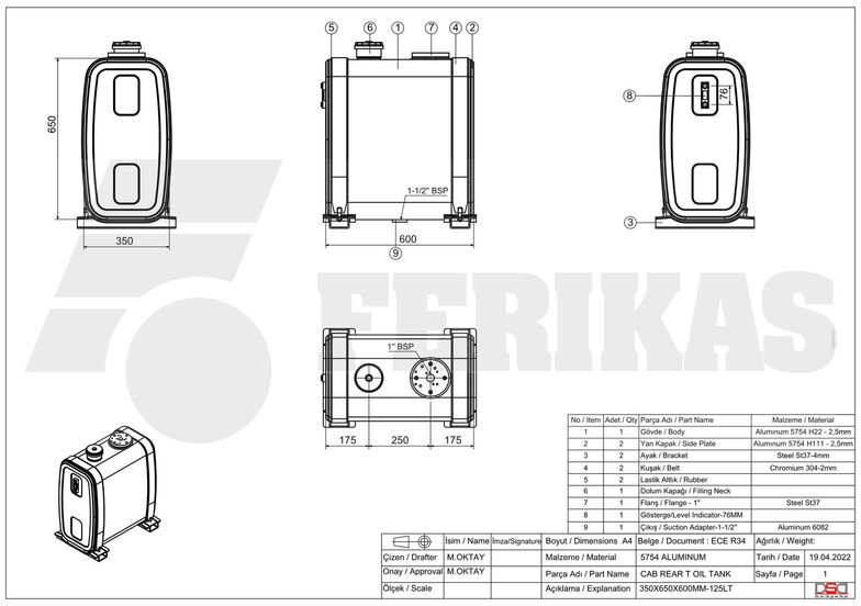 Hydrauliktank für LKW Hydraulic aluminum oil tank 125L: das Bild 8