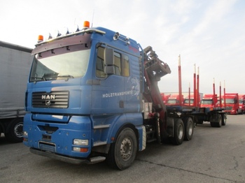 MAN TGA 26.530 6x4 Langgut- Holztransporter, Kran - Rückewagen