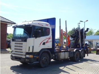 Rückewagen Scania 124-400 6x2 / Loglift Kran / Rungen: das Bild 1