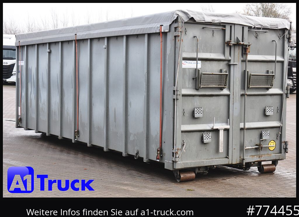 Abrollkipper POL OSTEG Abrollcontainer 47,5m³, Mulde, Dachplane, Portaltür