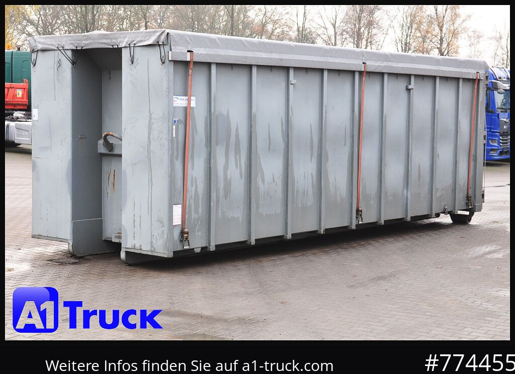 Abrollkipper POL OSTEG Abrollcontainer 47,5m³, Mulde, Dachplane, Portaltür