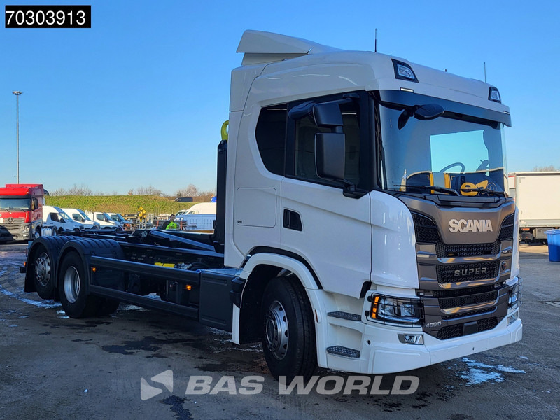 Abrollkipper Scania G 460 6X2 NEW! 20tons HIAB Containersystem Lift+Steering Axle Automatic Retarder Euro 6