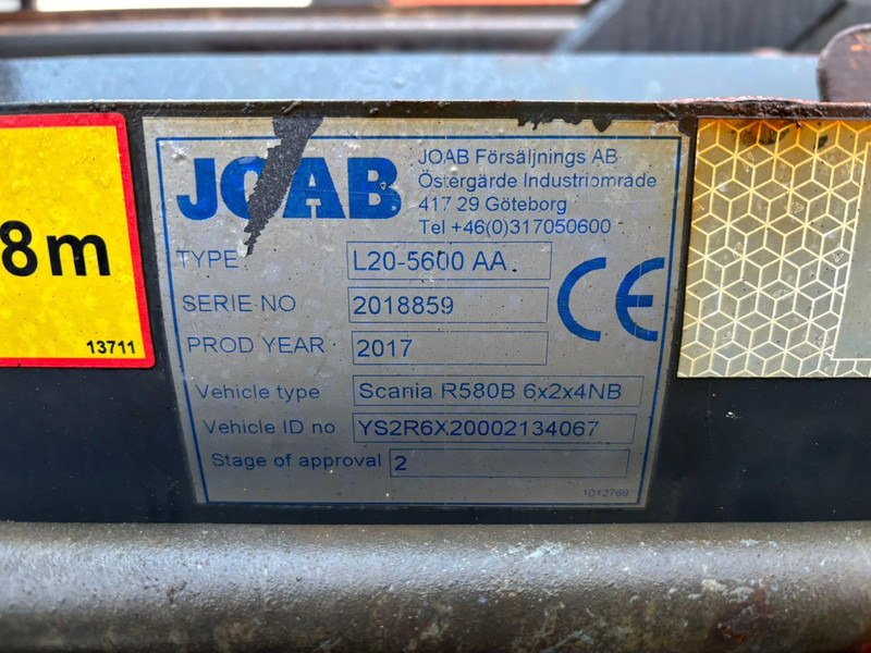 Abrollkipper Scania R 580 6x2*4 JOAB L 20 ton / L=5600 mm / RETARDER