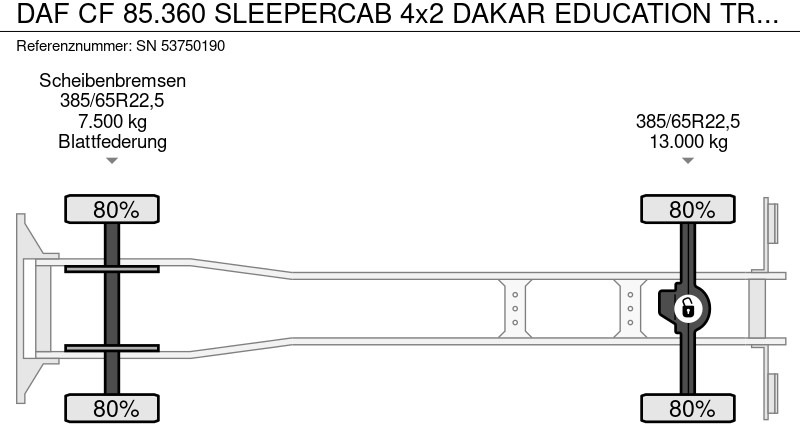Koffer LKW DAF CF 85.360 SLEEPERCAB 4x2 DAKAR EDUCATION TRUCK (ZF16 MANUAL GEARBOX / DOUBLE BRAKE/CLUTCH PEDALS / 3 SEATS / AIRCONDITIONING / E: das Bild 16
