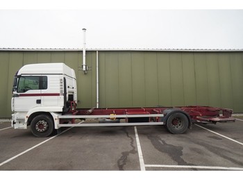 Containerwagen/ Wechselfahrgestell LKW MAN 18.280 MANUAL GEARBOX CONTAINER 20 FT TRANSPORT: das Bild 1