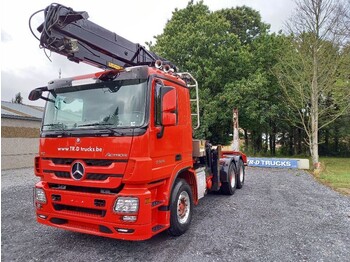 Holztransporter, Autokran Mercedes-Benz Actros 3360 GRUMIER-steel suspension-alcoa: das Bild 1