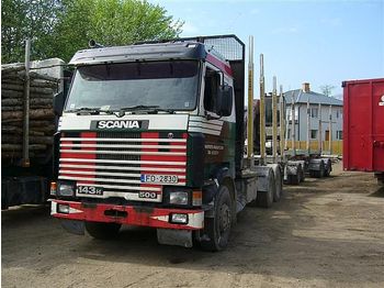 LKW Für die Beförderung von Holz Scania 143 H, 6x4, + crane + trailer: das Bild 1