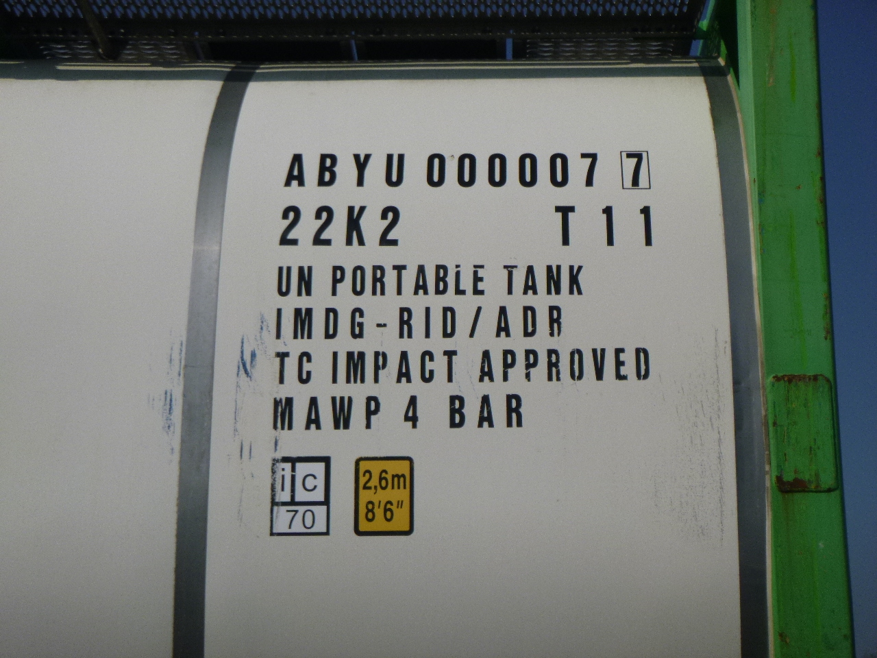 Tankcontainer, Auflieger Danteco Food tank container inox 20 ft / 25 m3 / 1 comp: das Bild 6