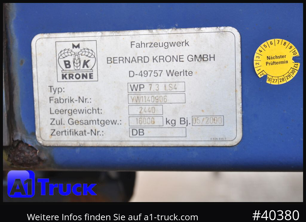 Planenaufbau KRONE 7.45 BDF Wechselbrücke, Schiebeplane