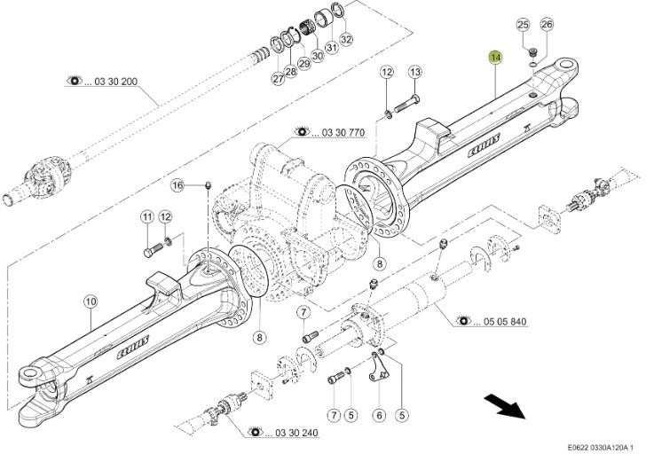 Claas Jaguar 970 - tylna oś napędowa - obudowa osi PRAWA 0015048860 - Hinterachse für Landmaschine: das Bild 1 Claas Jaguar 970 - tylna oś napędowa - obudowa osi PRAWA 0015048860 - Hinterachse für Landmaschine: das Bild 1