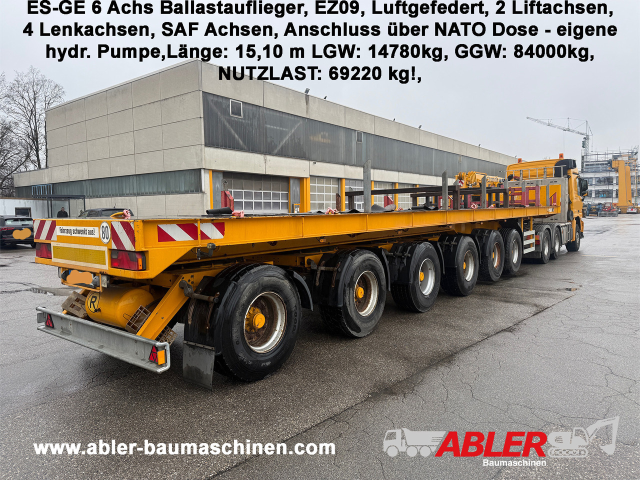 ES-GE 6 Achs Ballastauflieger 4x gelenkt 2x Lift - Pritschenauflieger/ Plattformauflieger: das Bild 1 ES-GE 6 Achs Ballastauflieger 4x gelenkt 2x Lift - Pritschenauflieger/ Plattformauflieger: das Bild 1