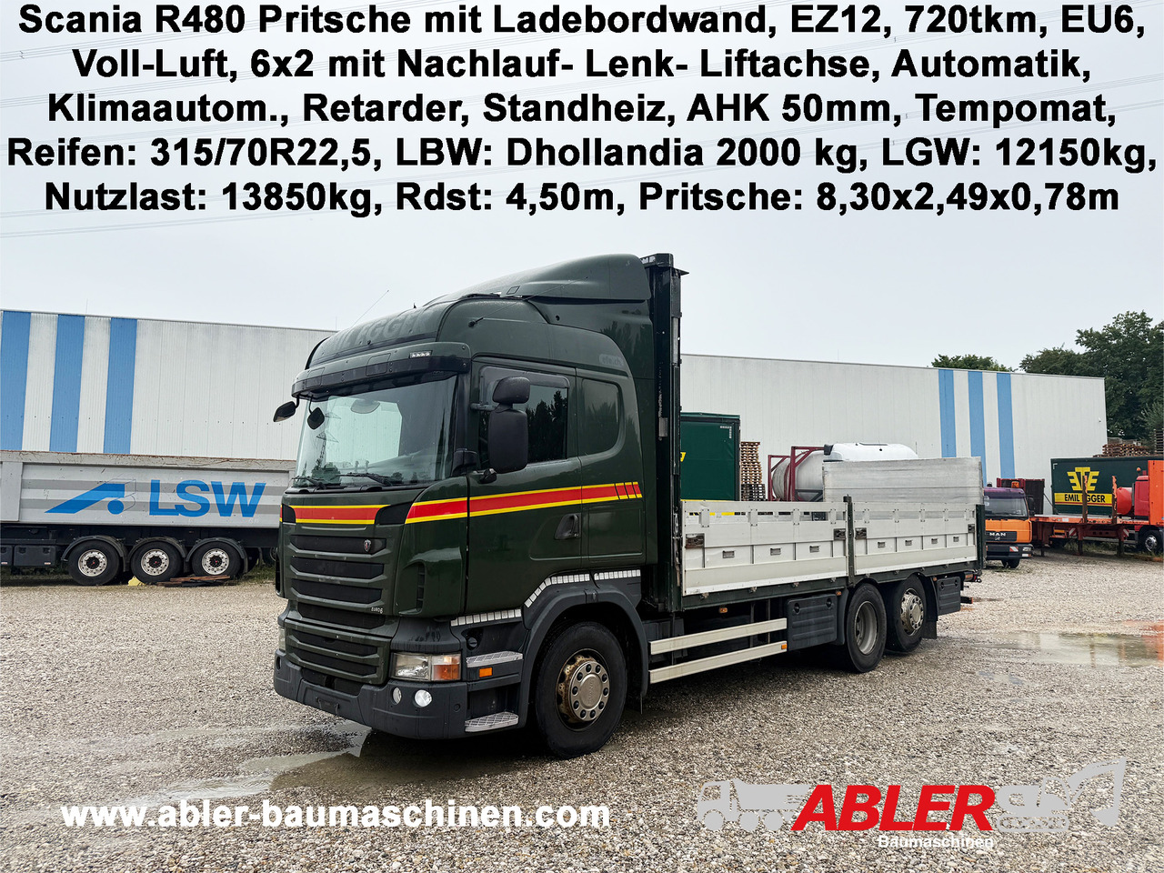 Scania R480 Pritsche mit Ladebordwand AHK - Pritsche LKW, Autokran: das Bild 1 Scania R480 Pritsche mit Ladebordwand AHK - Pritsche LKW, Autokran: das Bild 1
