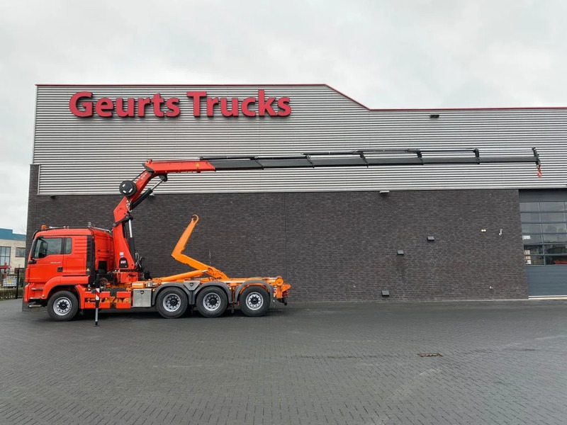 MAN TGS 35.480 8X4 TRIDEM + 20 TON HAAKARM + HMF 3220-K6 KRAAN/KRAN/CRANE/GRUA - Abrollkipper, Autokran: das Bild 1 MAN TGS 35.480 8X4 TRIDEM + 20 TON HAAKARM + HMF 3220-K6 KRAAN/KRAN/CRANE/GRUA - Abrollkipper, Autokran: das Bild 1