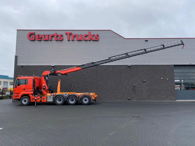 MAN TGS 35.480 8X4 TRIDEM + 20 TON HAAKARM + HMF 3220-K6 KRAAN/KRAN/CRANE/GRUA - Abrollkipper, Autokran: das Bild 2 MAN TGS 35.480 8X4 TRIDEM + 20 TON HAAKARM + HMF 3220-K6 KRAAN/KRAN/CRANE/GRUA - Abrollkipper, Autokran: das Bild 2