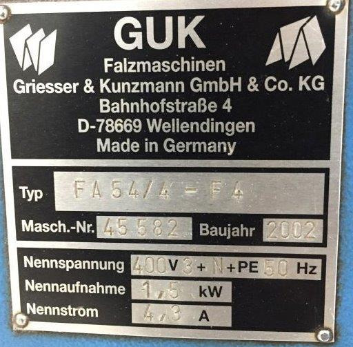 Buckle plate folder GUK FA 54-4-F-TH with stream delivery S-520 for prefold products - Falzmaschine: das Bild 4 Buckle plate folder GUK FA 54-4-F-TH with stream delivery S-520 for prefold products - Falzmaschine: das Bild 4