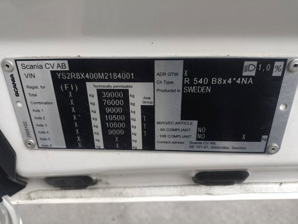 Fahrgestell LKW Scania R540 8x4 pitkä alusta runko 9,6m: das Bild 12 Fahrgestell LKW Scania R540 8x4 pitkä alusta runko 9,6m: das Bild 12