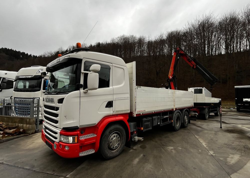 Scania R450 // 2014 // HDS Palfinger 13002 // 6x4 oś skrętna+podnoszona // Przyczepa Schwarzmuller // - Pritsche LKW: das Bild 1 Scania R450 // 2014 // HDS Palfinger 13002 // 6x4 oś skrętna+podnoszona // Przyczepa Schwarzmuller // - Pritsche LKW: das Bild 1
