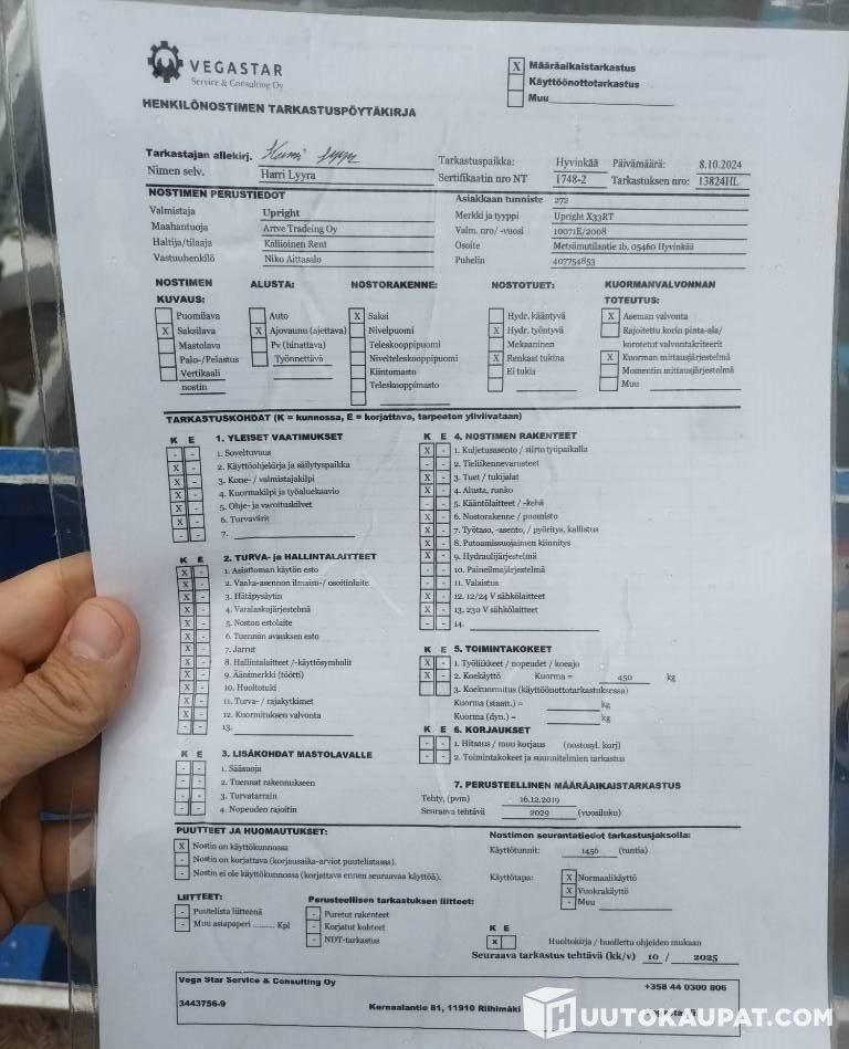 Upright X33RT, 2008, scissor lift, 1,510 h, Hyvinkää - Scherenbühne: das Bild 2 Upright X33RT, 2008, scissor lift, 1,510 h, Hyvinkää - Scherenbühne: das Bild 2