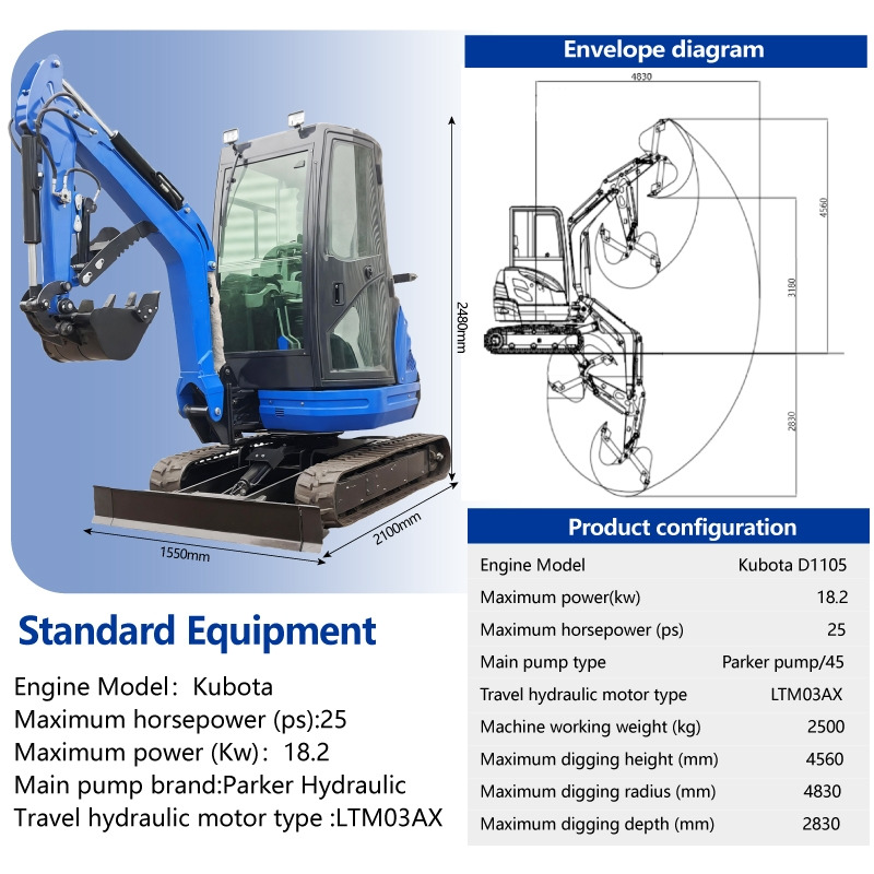 LEZUM DY25U Mini Excavator Digger Miniexcavadora EPA Kubota Engine Mini Excavator For Sale With Mini Excavator Attachment Set - Kettenbagger: das Bild 2 LEZUM DY25U Mini Excavator Digger Miniexcavadora EPA Kubota Engine Mini Excavator For Sale With Mini Excavator Attachment Set - Kettenbagger: das Bild 2