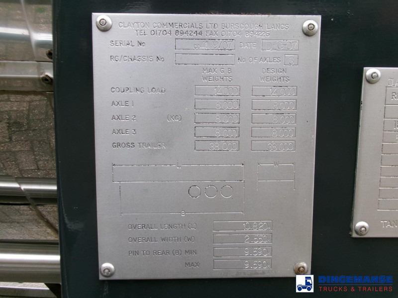 Tankauflieger Clayton Food tank inox 30 m3 / 1 comp: das Bild 14