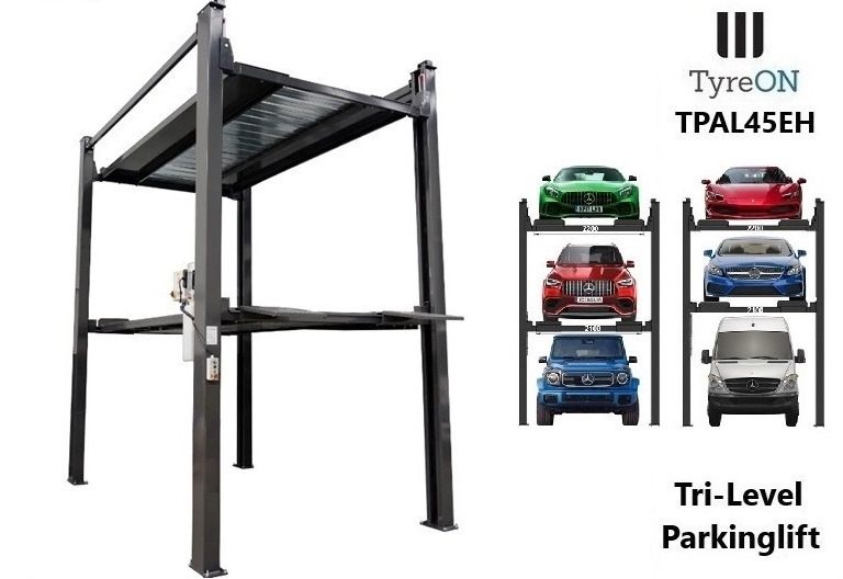 TPAL45EH 4 post car stacker lift - Three level parking lift 3 cars on each- Electrically unlocked - Close fitting platforms - 15 cm ramp height - Autostacker 2500kg + 2000kg - Werkstattgerät: das Bild 1 TPAL45EH 4 post car stacker lift - Three level parking lift 3 cars on each- Electrically unlocked - Close fitting platforms - 15 cm ramp height - Autostacker 2500kg + 2000kg - Werkstattgerät: das Bild 1