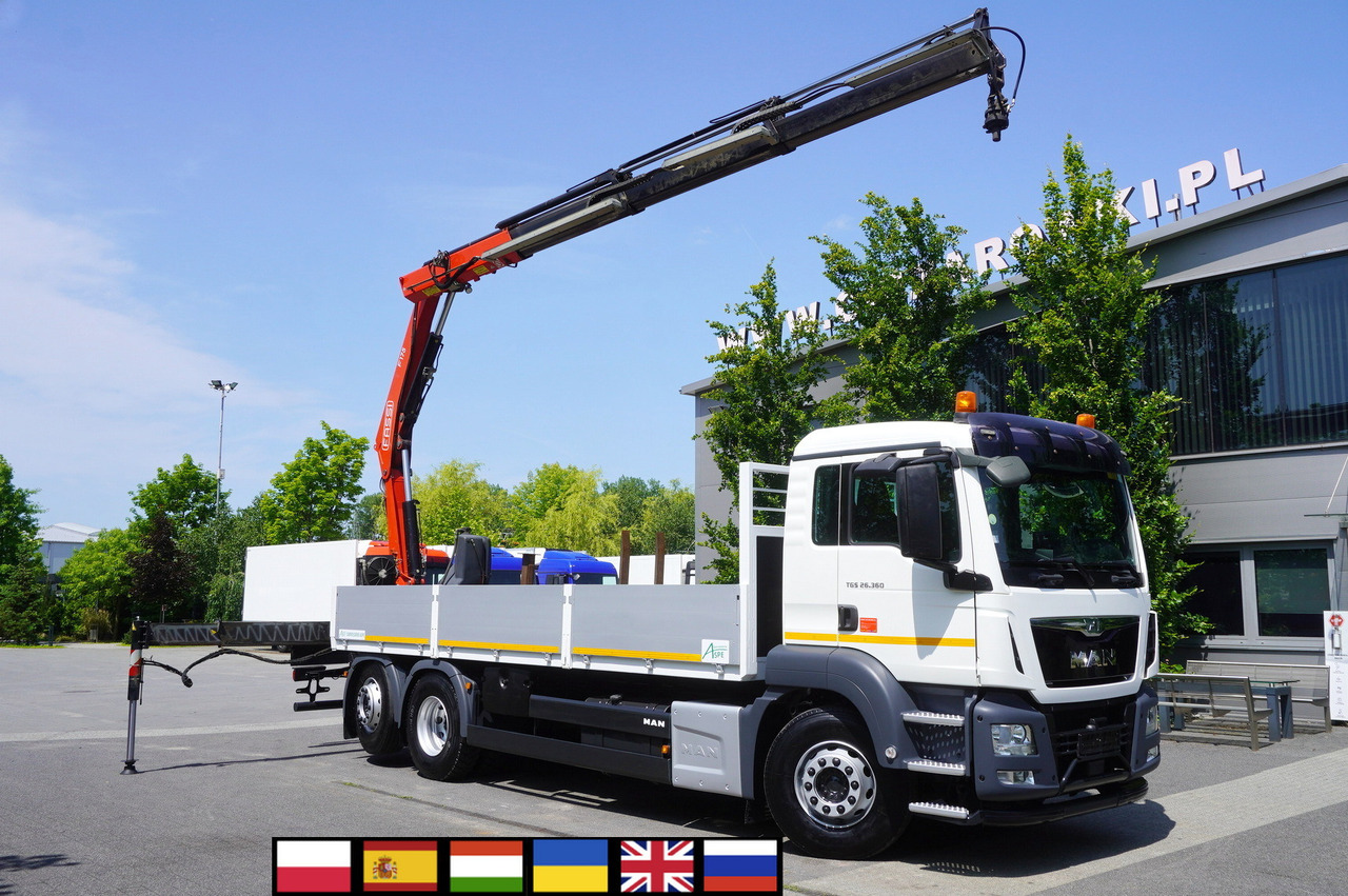MAN TGS 26.360 Flatbed / Fassi F175 7.7 T / steered 3rd axle - Autokran: das Bild 1 MAN TGS 26.360 Flatbed / Fassi F175 7.7 T / steered 3rd axle - Autokran: das Bild 1