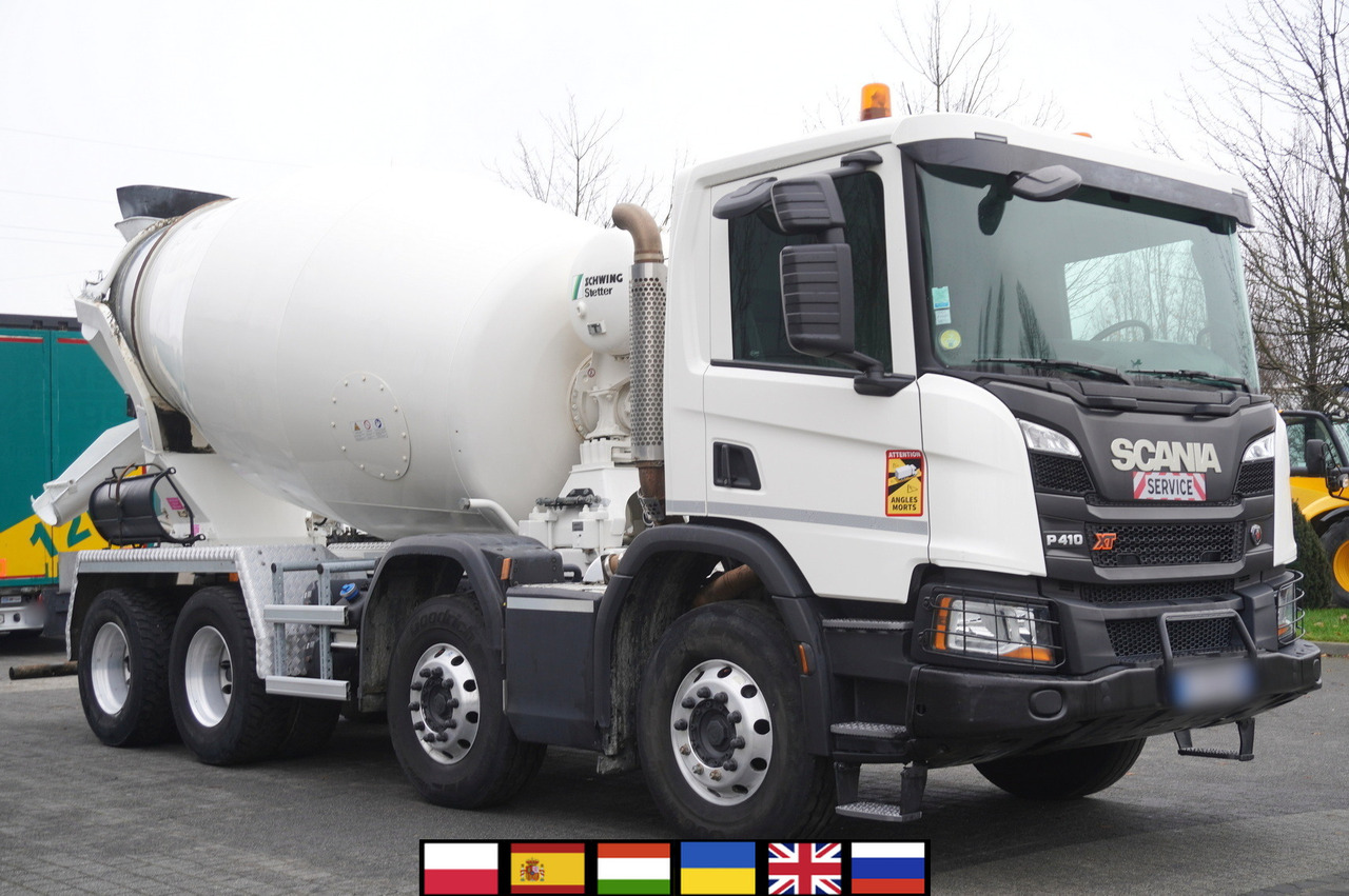 SCANIA P410 XT 8x4 / 80 tho. km!!! / SCHWING-STATTER AM 9 FHC 9 m3 concrete mixer - Betonmischer LKW: das Bild 1 SCANIA P410 XT 8x4 / 80 tho. km!!! / SCHWING-STATTER AM 9 FHC 9 m3 concrete mixer - Betonmischer LKW: das Bild 1