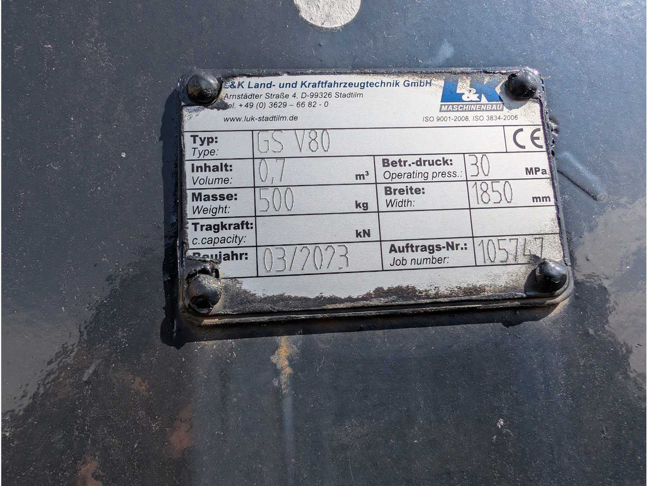 L&K - GS V80 - 2023 - UNI BUCKET WITH U-BLADE - AS - 1850 MM - 0.7 CBM - Radlader: das Bild 2 L&K - GS V80 - 2023 - UNI BUCKET WITH U-BLADE - AS - 1850 MM - 0.7 CBM - Radlader: das Bild 2