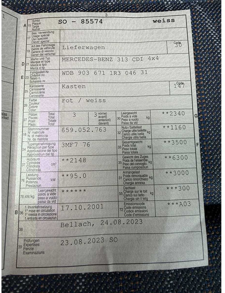 2001 MERCEDES-BENZ 313 CDI 4X4 CAMPER / VAN - Transporter: das Bild 4 2001 MERCEDES-BENZ 313 CDI 4X4 CAMPER / VAN - Transporter: das Bild 4